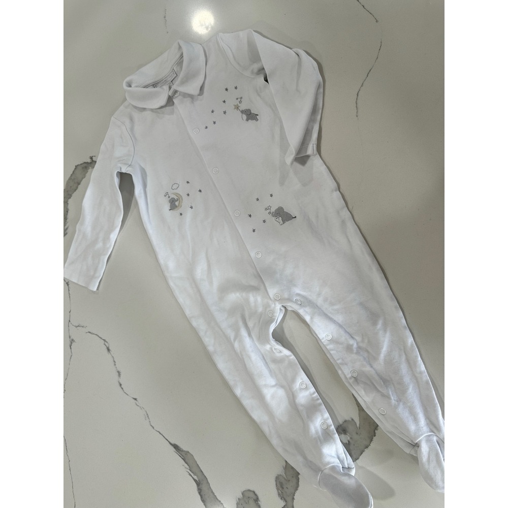The Little White Company London White Elephant Embroidered Footed Sleeper 18-24M